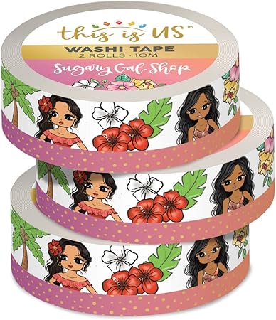 Paper House Productions This is Us Sugary Gal Shop 3-Pack Set of 2 Foil Accent Washi Tape Rolls for Scrapbooking and Crafts - Lady D