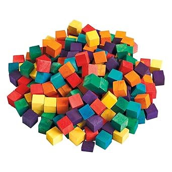 Colorations Colored Wood Cubes, 196 Pieces, 5/8 inch, Dyed Natural Wood, Geometric, Building, Arts & Crafts, Decorations, Multi-Colored, DIY Crafts, for Kids, STEM