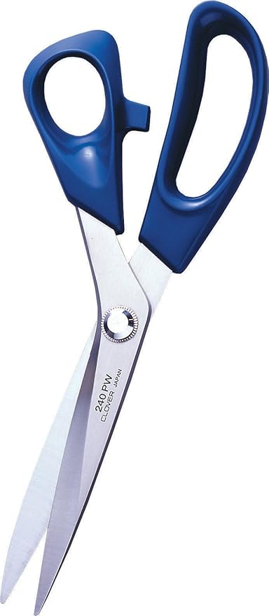 Clover CL493L Patchwork Scissors: Large, 9.5in, Silver/Blue