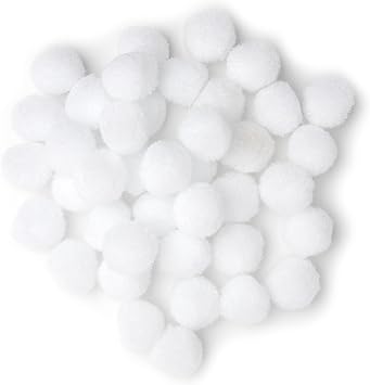 Cousin DIY White 1 inch Poms, 40 Pack