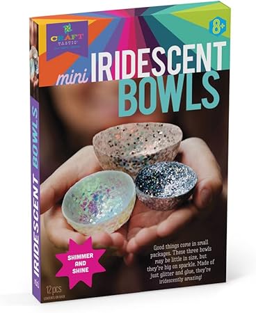 Craft-tastic — Mini Iridescent Bowls — Arts and Crafts Kits — Make 3 Mini Iridescent Decorative Bowls — for Ages 8+,Brown, Small