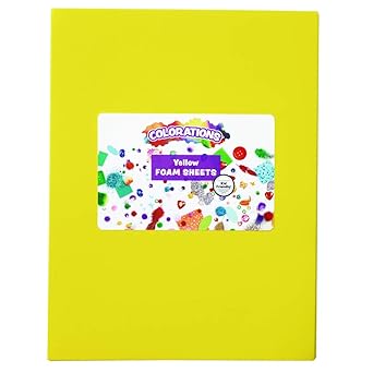 Colorations Yellow Foam Sheets, 10 Pack, 9” x 12” Craft Foam Sheets, Easy to Cut & Bend Foam Sheets Bend, Foam Sheets for Kids Crafts, Collaging Foam Sheets