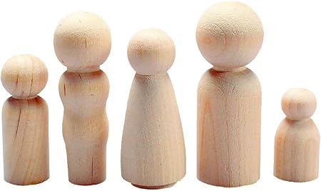 Hygloss Wood Peg Dolls – Craft Paintable Birchwood Doll People – Assorted Family, 40 Pieces