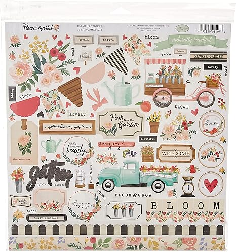 Carta Bella Paper Company Flower Market Collection Kit paper, teal, pink, tan, green, cream