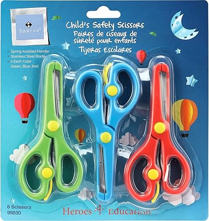 Sparco 99830 Child Safety Scissors, 6/PK, AST