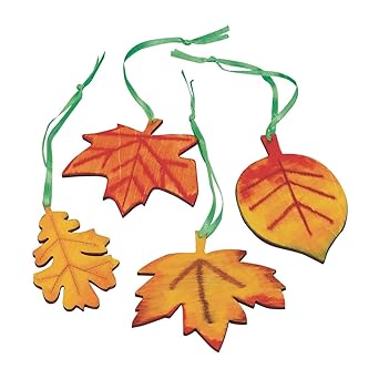 S&S Worldwide Wood Leaves Craft Kit (Pack of 48)