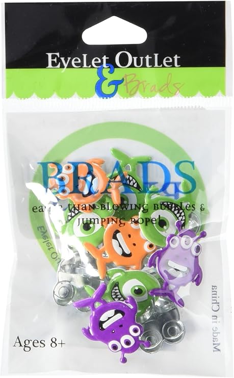 Eyelet Outlet QBRD2-294B Shape Brads,Monsters, 12-Pack