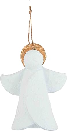 Mud Pie Papier Mache Christmas Ornament, Angel, 5 1/2