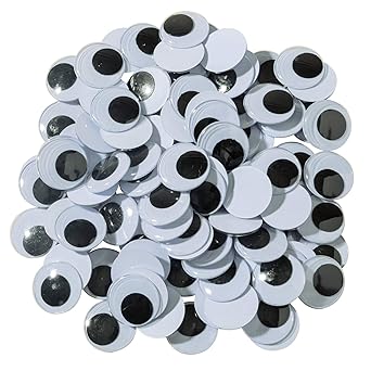 Creativity Street-AC3475-02DI 409849 Round Wiggle Eyes, 20 mm, Black on White, Pack of 100