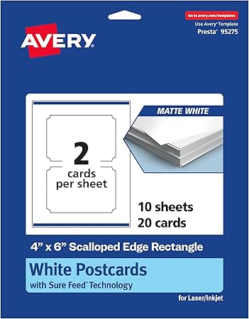 Avery Printable Scalloped Corner Cards with Sure Feed Technology, 4