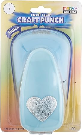 Uchida LV-SJCP01 Clever Lever Super Jumbo Craft Punch, Heart , Blue