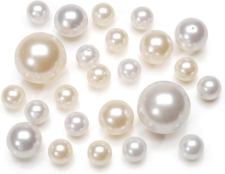 Darice Ivory and White Pearl Beads (34pc) – Perfect for Craft Projects, Garland, Beadwork, Vase Filler and More – Round Bead with Hole is Easy to String – 3 Assorted Sizes Per Package