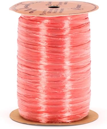 Berwick Offray Coral Pink Pearlized Raffia Ribbon, 1/4'' Wide, 100 Yards