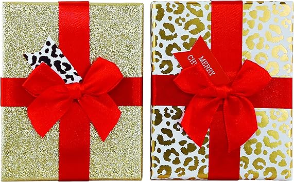 Gold Glitter and Leopard Holiday Gift Card Box