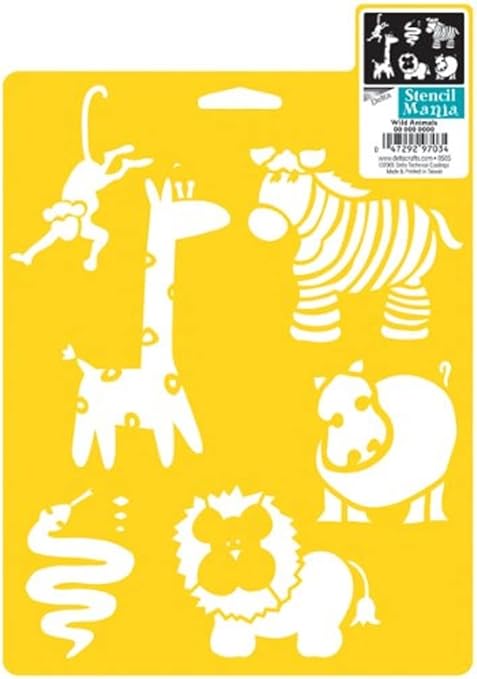 Delta Creative Stencil Mania Stencils, 7 by 10-Inch, Wild Animals