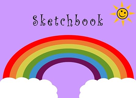 A5 Sketchbook: Drawing Pad for Kids, 55 Sheets/110 Pages, 90gsm White Paper, Landscape, Childrens Sketch Book/Pad - Rainbow Cover