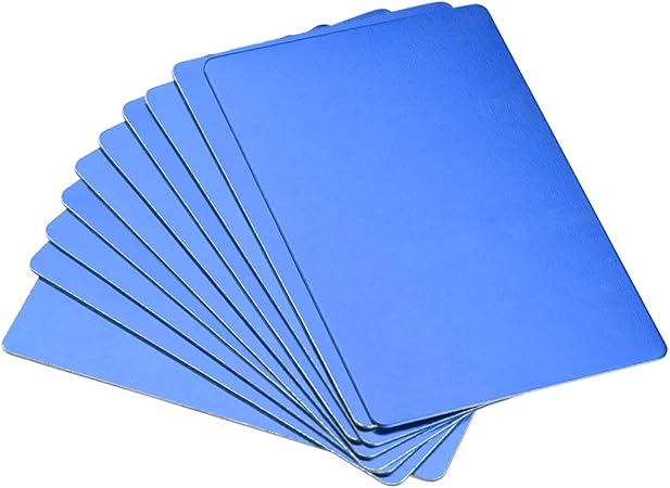 uxcell Blank Metal Card 80x50x0.6mm Anodized Aluminum Plate for DIY Laser Printing Engraving Blue 10 Pcs