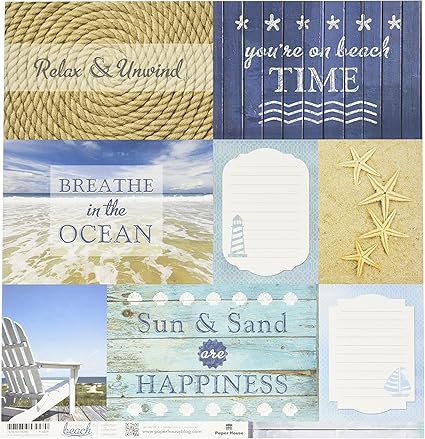 Paper House Productions P-2029E Double Sided Beach-Tags Paper (15 Pack), 12