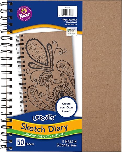 UCreate Create Your Own Cover Sketch Diary, Nat. Chip Cvr., 11