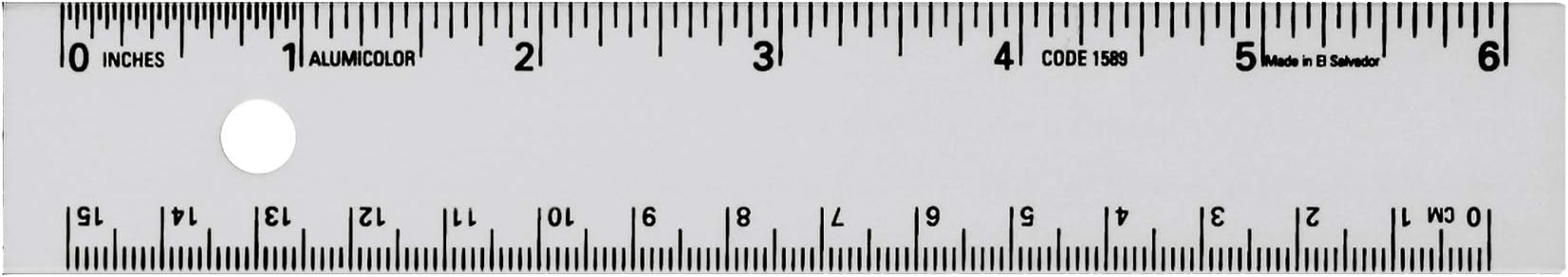 Alumicolor Aluminum Straight Edge with Center Finding Back, 6IN, Silver