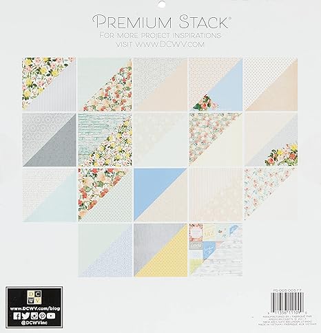 American Crafts PS-005-00577 Card Stock Country Floral Premium Printed Cardstock Stack, 12