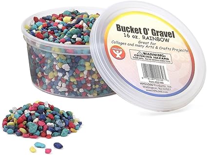 Hygloss Craft Rocks Mini Stones for Art Projects-Bucket O' Gravel, 1 lb, Rainbow Mix