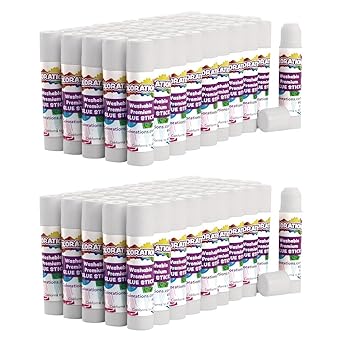 Colorations Premium Glue Sticks, Set of 100, Each Stick 0.17, Dries Clear, Acid Free Glue, Crafts, School Supplies, Classroom, Projects,Washable School Glue,Non Toxic Glue