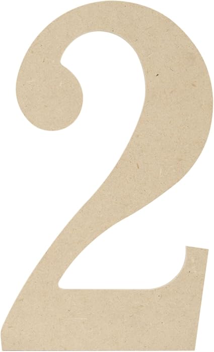 MPI MDF Classic Font Wood Letters and Numbers, 9.5-Inch, Number 2