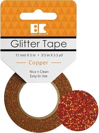 Best Creation Glitter Tape, 15mm by 5m, Copper