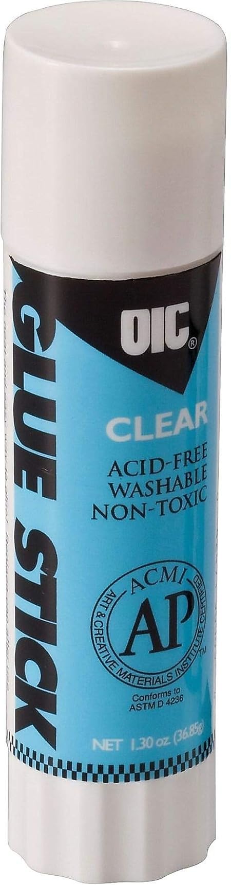 Officemate Glue Sticks, Clear, 1.3 oz, Box of 12 (50003)