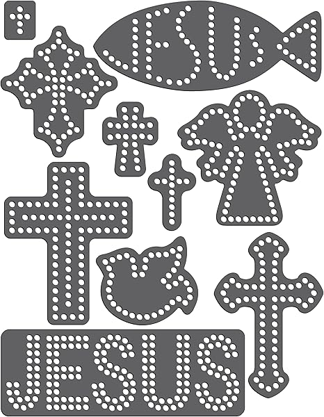 Rhinestone Genie Religious 001 Magnetic Rhinestone Template, Black