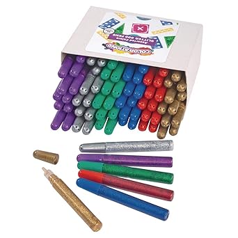 Colorations® Glitter Gloo Pens, Value Pack, 6 Colors, 12 of each, Set of 72 Pens, Great for Crafting & Decorating, Brighten up Drawings, Posters, School Projects, Crafting, Greeting Cards,Scrapbooking