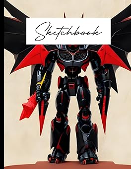 Sketch Book: Monster Transformer Sketchbook with Black Wings in Black and Red Colors, Big Size 8.5x11 Inches, 120 Pages