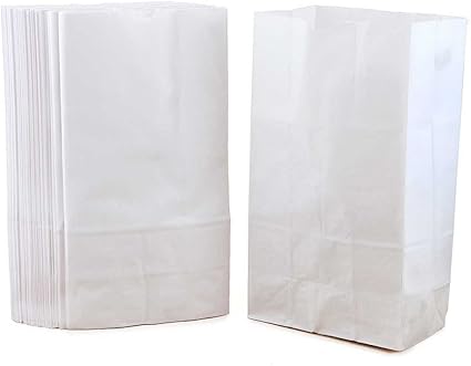 Hygloss White Paper Bags Gusseted Flat Bottom Kraft Lunch Party Favors, Puppets, Crafts & More-Large 6# Size-6 x 3.5 x 11.25 Inches-50 Pack