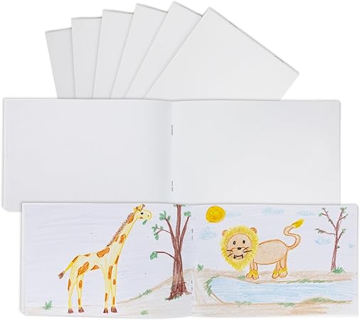 Hygloss Products Blank Books Journaling, Sketching, Writing & More - Arts & Crafts - Horizontal, Landscape Style - 5.5 x 8.5 Inches, 10 Pack, 5.5 x 8.5 Inch, White