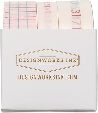 DesignWorks Ink Set of 3 Themed Washi Tapes - Retro Utilitarian Grid with Day of The Week, Days of The Month Decorative Tape for Scrapbooking, Journals, More - 10 Yards Per Roll