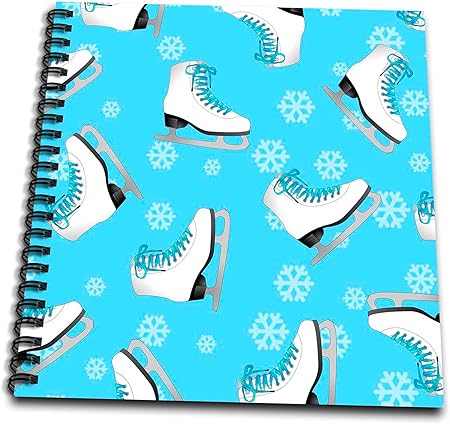 3dRose db_77478_1 Figure Skating-Skate and Snowflake Print-Ice Blue Drawing Book, 8 by 8-Inch