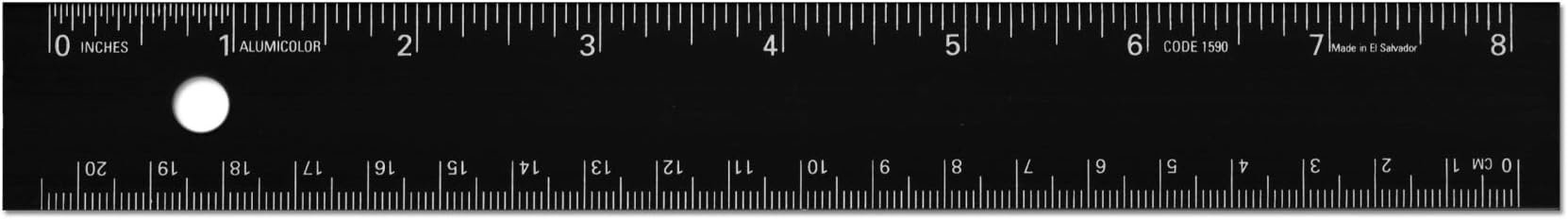 Alumicolor Aluminum Straight Edge with Center Finding Back Ruler, 8 Inch, Black