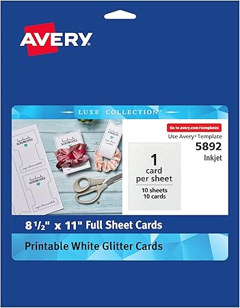 Avery Luxe Collection Glitter Cardstock, 8.5