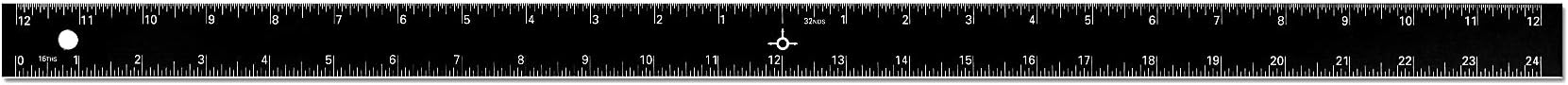 Alumicolor Aluminum Straight Edge with Center Finding Back, 24IN, Black