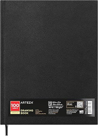 ARTEZA Hardcover Sketch Book 8.5 x 11 Drawing Pad, 100 Sheets Sketch Pads for Drawing