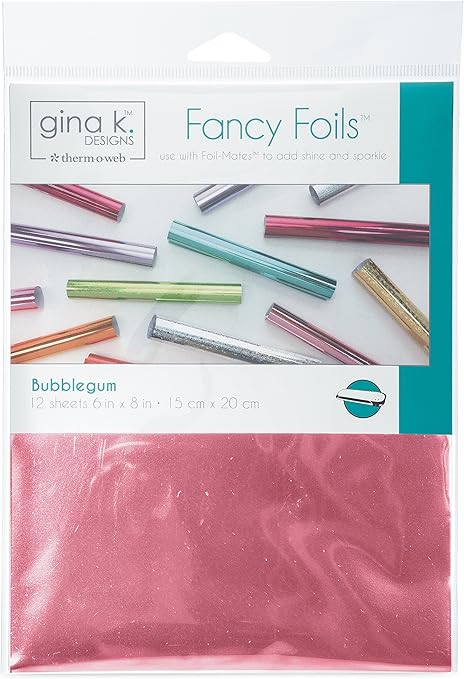 Gina K. Designs for Therm O Web Fancy Foils, 6 Inch x 8 Inch Sheets, Bubblegum