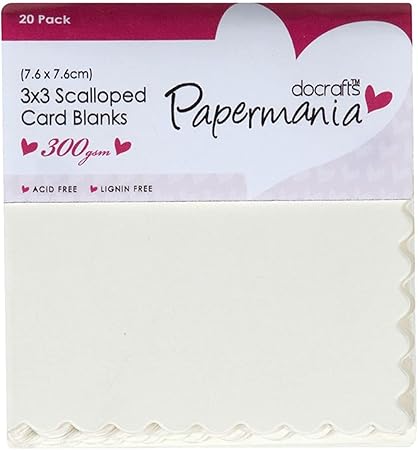 docrafts Papermania Square Scalloped Cards and Envelopes, Cream, 3 by 3-Inch