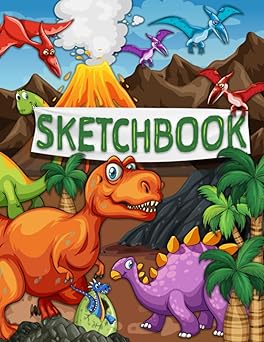 Sketchbook: A Drawing Notebook with Dinosaurs, Sketch Pad (8.5x11): 120 Blank Pages with Cute Dino Characters (Sketchbook for Kids)