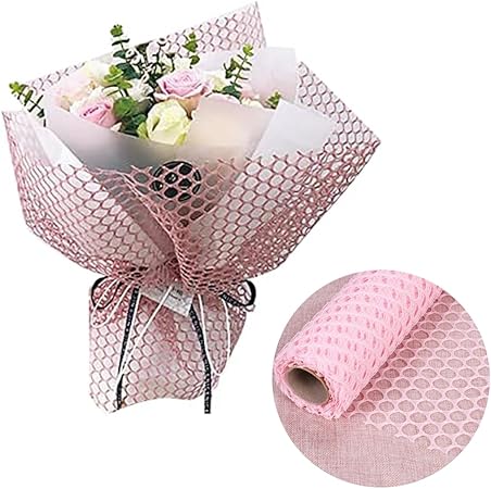 Circle Net Flower Wrapping Paper 1 Roll Floral Wrapping Paper Florist Supplies Floral Bouquet Gift Hollow Wrappers Paper DIY Packing Material for Valentine's Day Wedding Anniversary Bouquet Decor