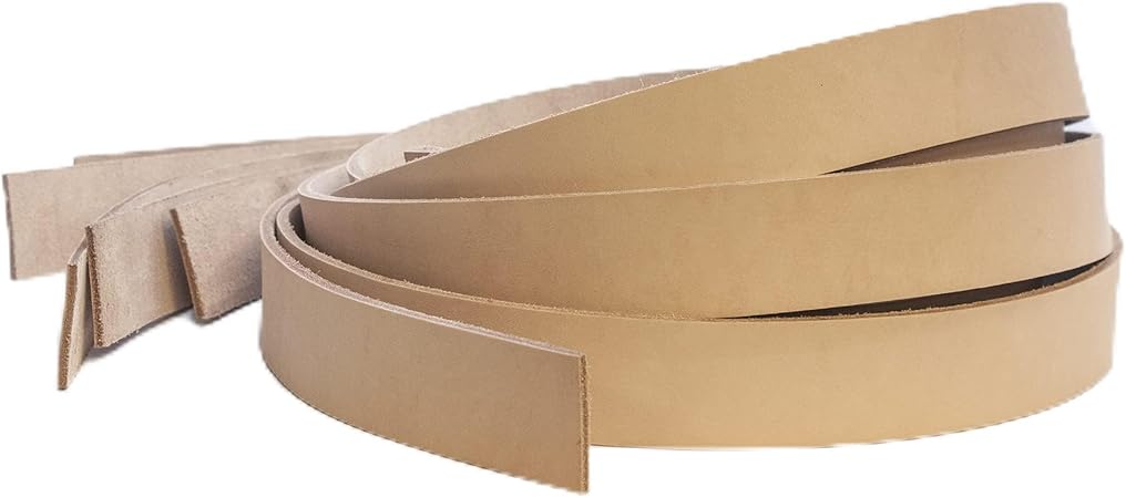 Realeather Tooling Belt Strips, Veg Tan Blank Leather Strap, 1.5 Inches, 6 Pack, Brown