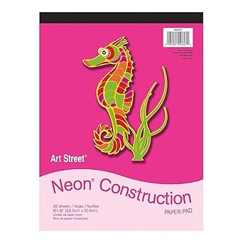 Art Street Neon Art Paper Pad, 5 Assorted Colors, 9