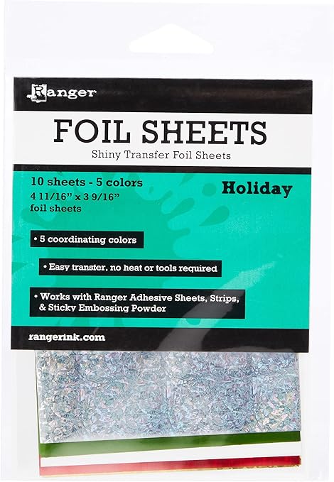 Ranger Holiday Foil Sheets (10 Sheets - 5 Colors)