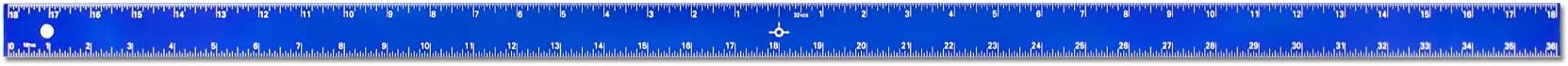 Alumicolor Aluminum Straight Edge with Center Finding Back, 36IN, Blue