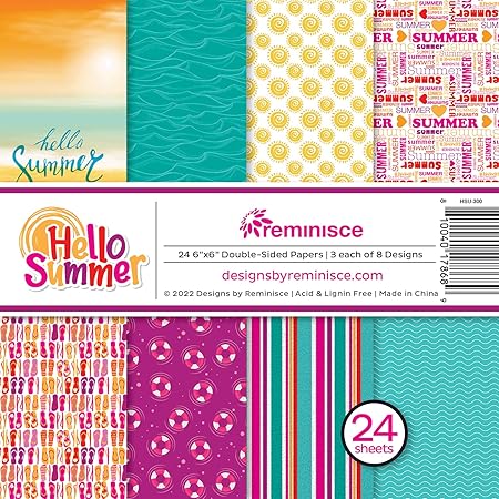 Reminisce Hello Summer 6x6 Scrapbook Paper Pad, White